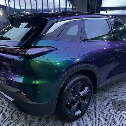 Car Wrap Vinyl Film Glossy PET Diamond Purple&Green PVC Car Engine Hood Decal Self Adhesive Motorcycle Auto Body Decoration Film