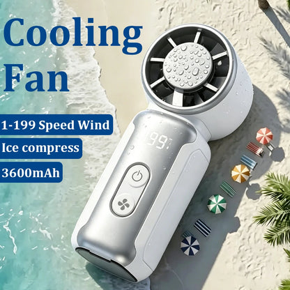 Portable Mini Handheld Turbo Fan 3600mAh LED Display Mini High Speed Handheld Fan, Outdoor Cooling,Desk Fan, Rechargeable Fan