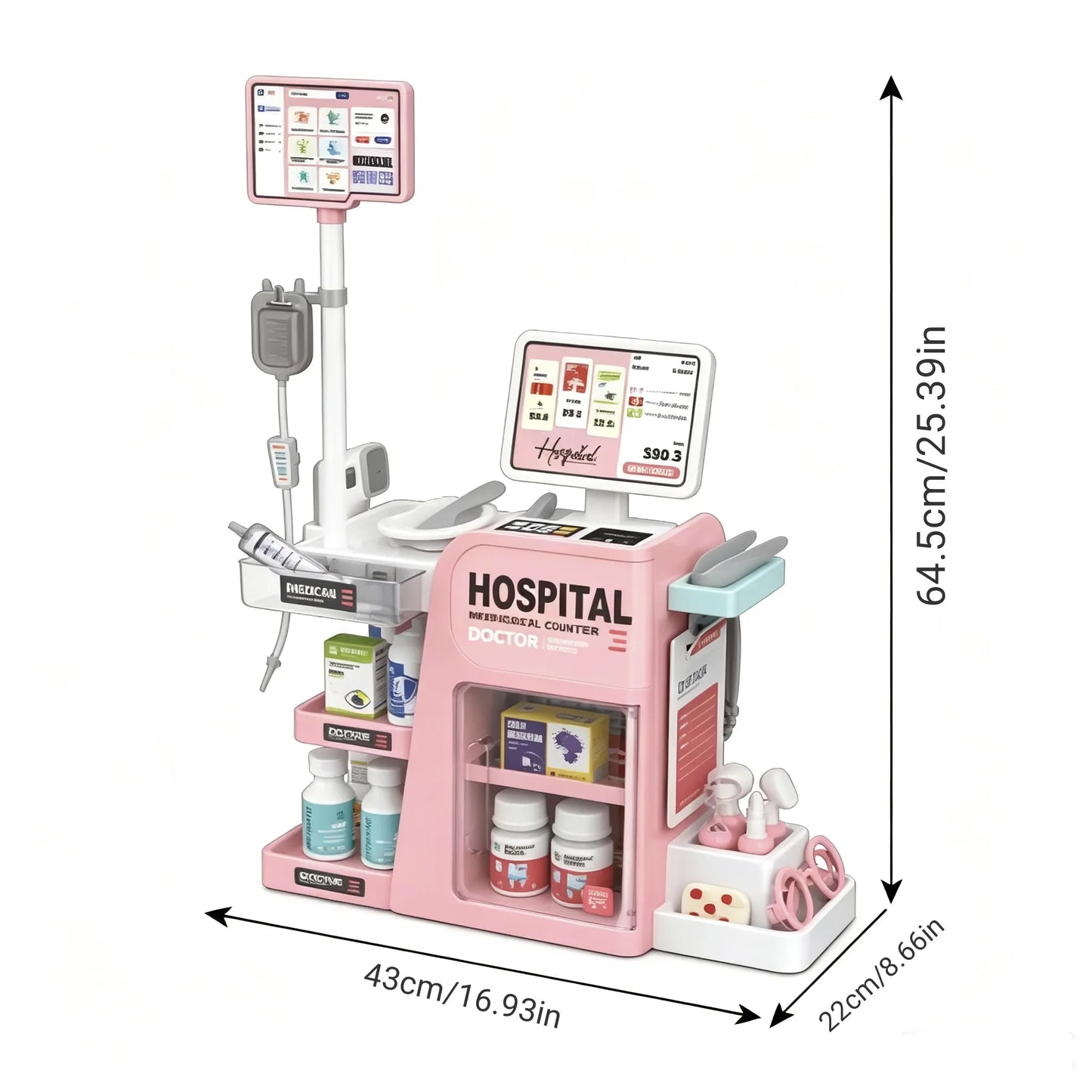 Kids Doctor Hospital Playset, Pretend Medical Station Toy, Doctor Tools, Nurse Play Gift Boys Girls Ages 3+