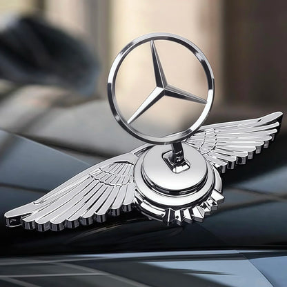 Emblem Badge for Car Hood Front Chrome Logo Luxurious Plated for Mercedes Benz Hood with Wing for C200 R300 E260 S450 S350