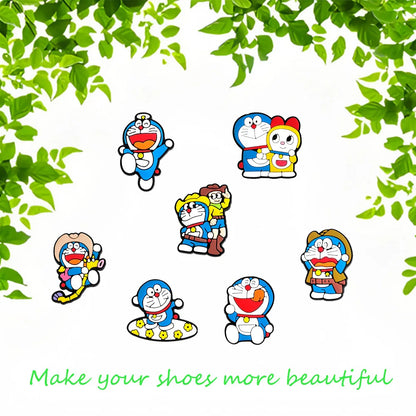 12-50Pcs Mixed Dorae Shoe Charms For Clogs Cartoon Series Shoe Decoration Premium Quality Popular Charms Accessories Great Gift