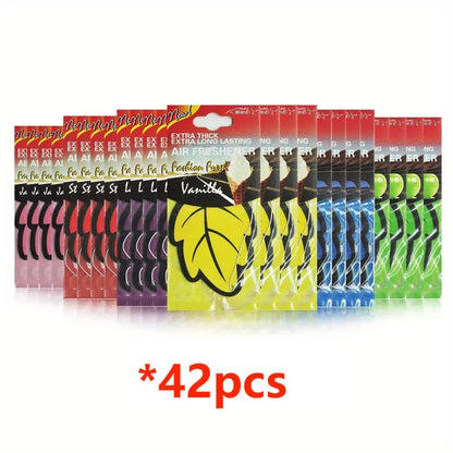 6/12/18/24/48/60pcs Leaf Shape Car Air Freshener Natural Tea Paper Auto Hanging Vanilla Perfume Fragrance Accessories Interior