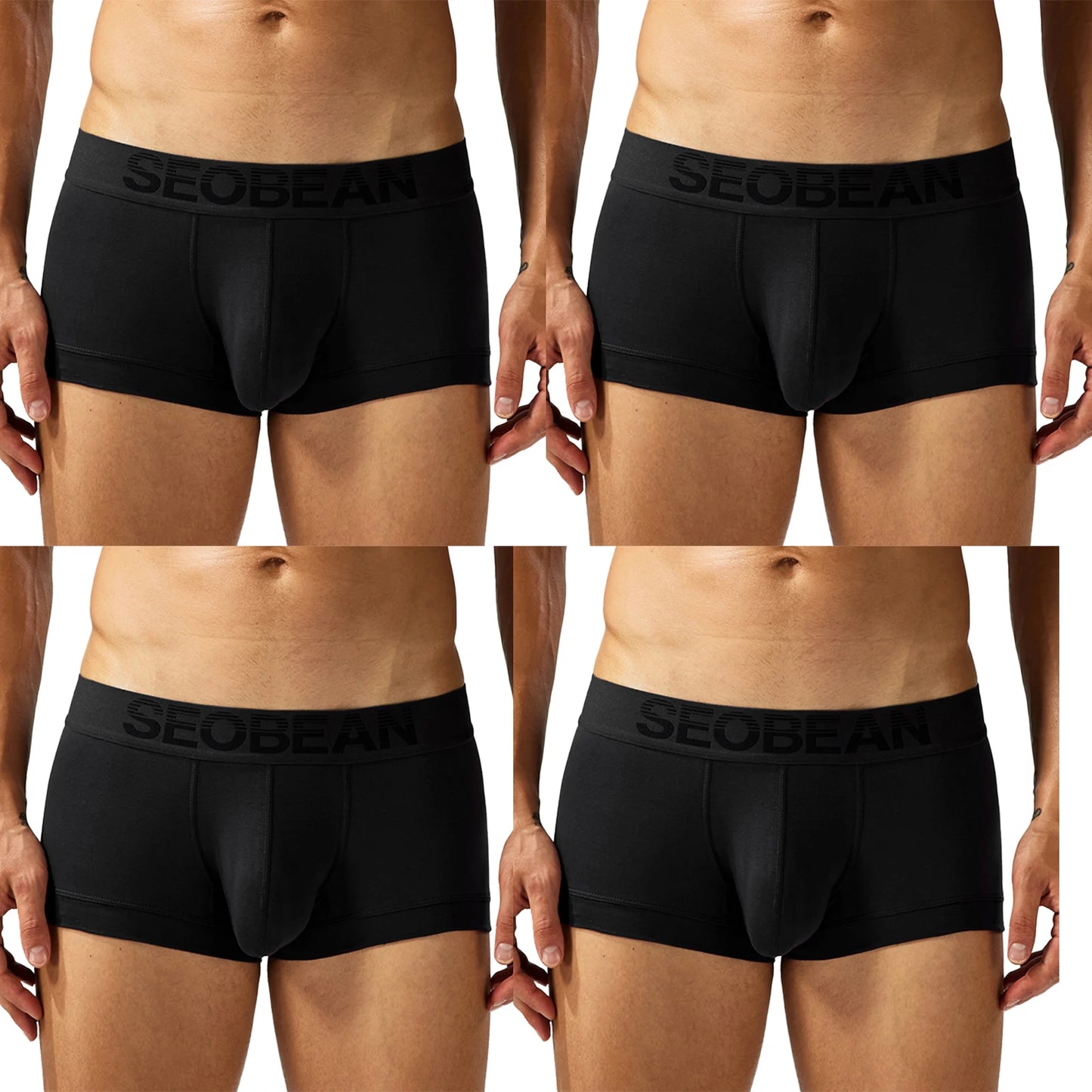 4-Pack SEOBEAN  Men's Cotton Briefs Comfortable Sweat-Absorbent Boxer Shorts Male Underwear