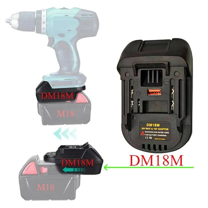 DM18M Adapter USB Charging Socket For Dewalt 20V For Milwaukee For M18 18V Lithium Batteries For Makita 18V For LXT Machines