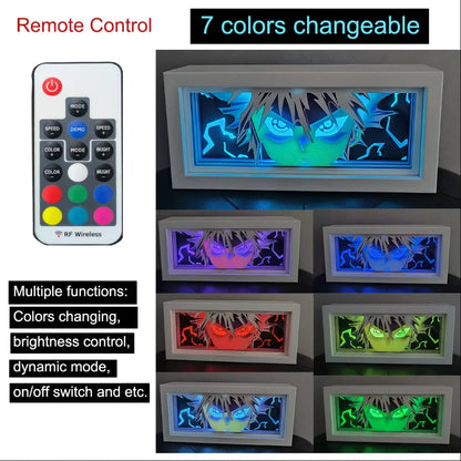 Anime Paper Carved Lamp Cute Figure 3D Paper Led Color Light Box Room Decoration Collect Night Light Gifts