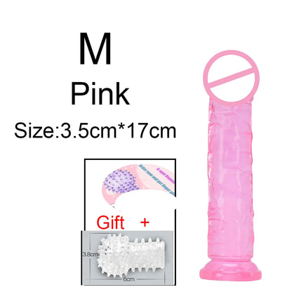 Cheap Women Erotic Anal 5 Colors Big Transparent Dildo Suction Cup Jelly Dick Sex Toys Soft Clitori Vaginal Masturbators Penis