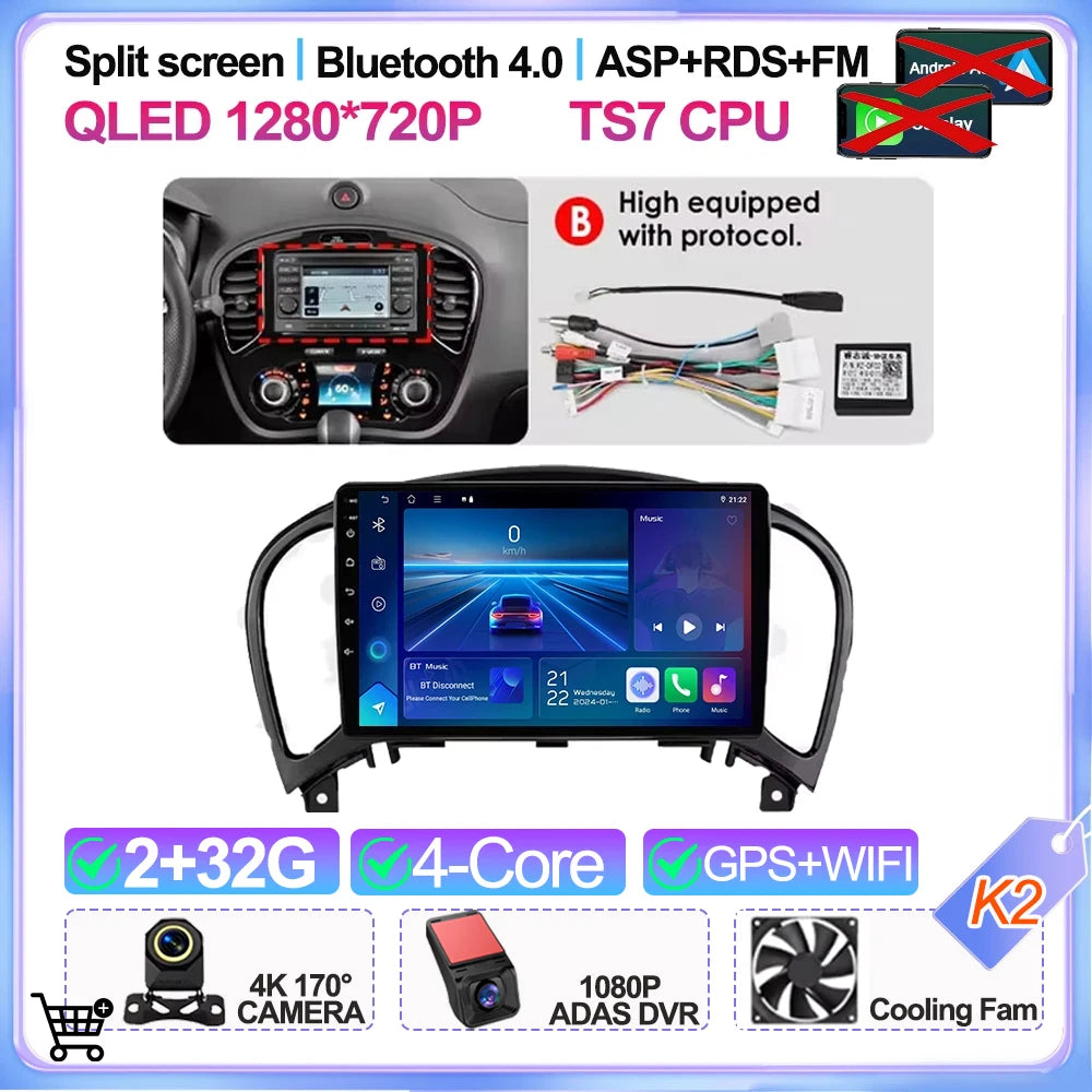 For Nissan Juke Yf15 2010 2011 2012 2013 2014 Carplay Auto 5g+wifi Gps Car Radio Navigation Multimedia Video Player Stereo Bt
