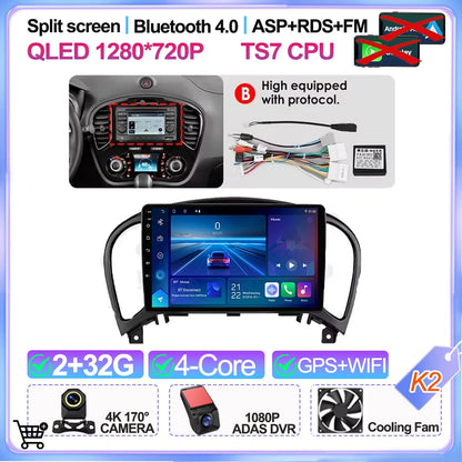 For Nissan Juke Yf15 2010 2011 2012 2013 2014 Carplay Auto 5g+wifi Gps Car Radio Navigation Multimedia Video Player Stereo Bt