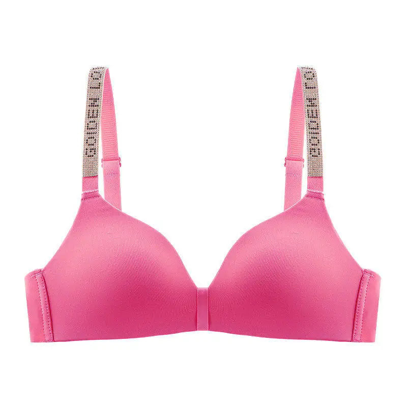 Hot Sale Sexy Letter Rhinestone Strap Bra Set Seamless Thin Summer Light Push Up Anti Sagging Comfortable Women Lingerie Set