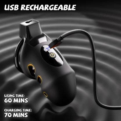 KUSHOR APP Control Vibrating Chastity Cage Cock Cage Devices with 10 Vibrations Penis Bondage Lock BDSM Adult Sex Toys for Men