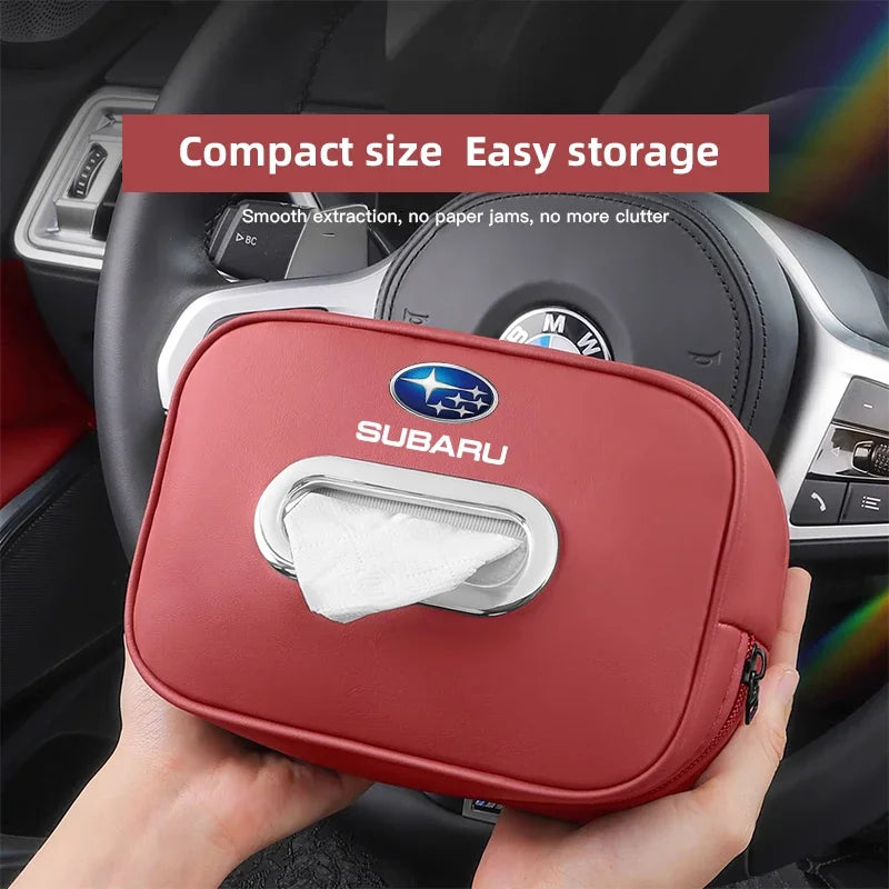 High-capacity Car Interior Tissue Box Kleenex Storage Bag Accessories For Subaru STI Forester Impreza Legacy Outback XV BRZ WRX