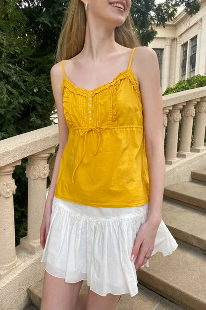 Brandy Melville Pure Cotton Three-Button Base Layer Vest Sweet Style V-Neck Sleeveless Tank Top for Women Spring Summer