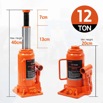 PORIYA 10/12/20 Ton Bottle Jack Hydraulic Lifter Heavy Duty Car Safety Valve 4WD