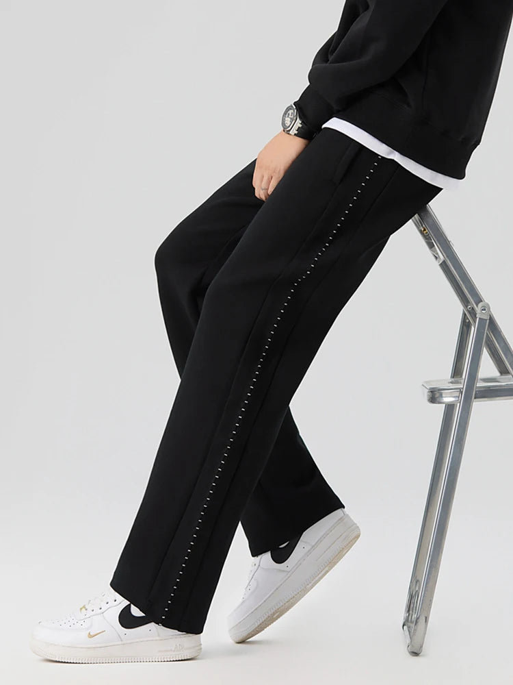2025 Autumn New Heavy Cotton Sweatpants Men High Quality Air Layer Fabric Loose fit Straight Sport Pants Draped Knitting Trouser