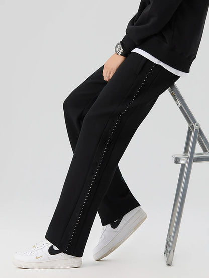 2025 Autumn New Heavy Cotton Sweatpants Men High Quality Air Layer Fabric Loose fit Straight Sport Pants Draped Knitting Trouser