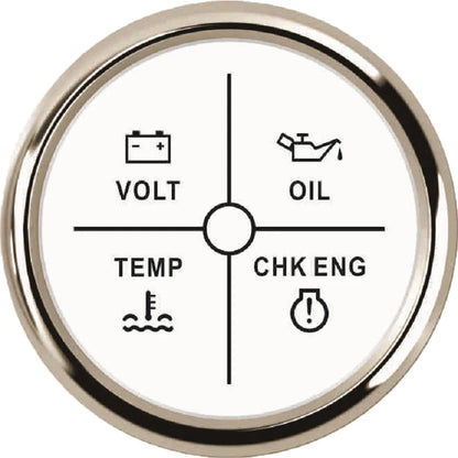 New 52mm 4 LED Alarm Gauge Meter Volt Water Temp Oil Pressure Alarm Indicator Gauge Meter with Red Backlight for Car Boat Yacht