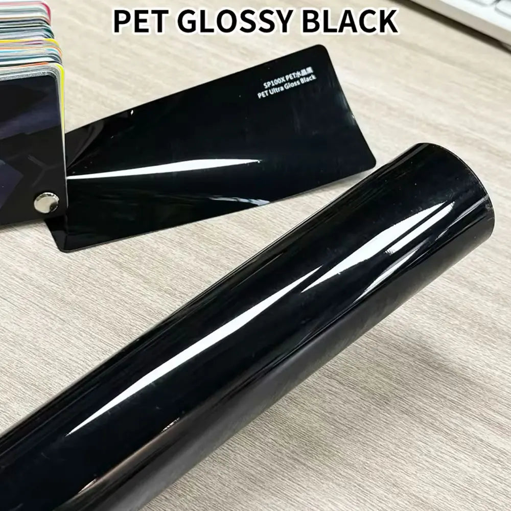 50cm x 1/2/3m Retail Gloss Black Vinyl Car Wrap Film PET Car Body Color Change Stickers DIY Styling Decal With Air Release