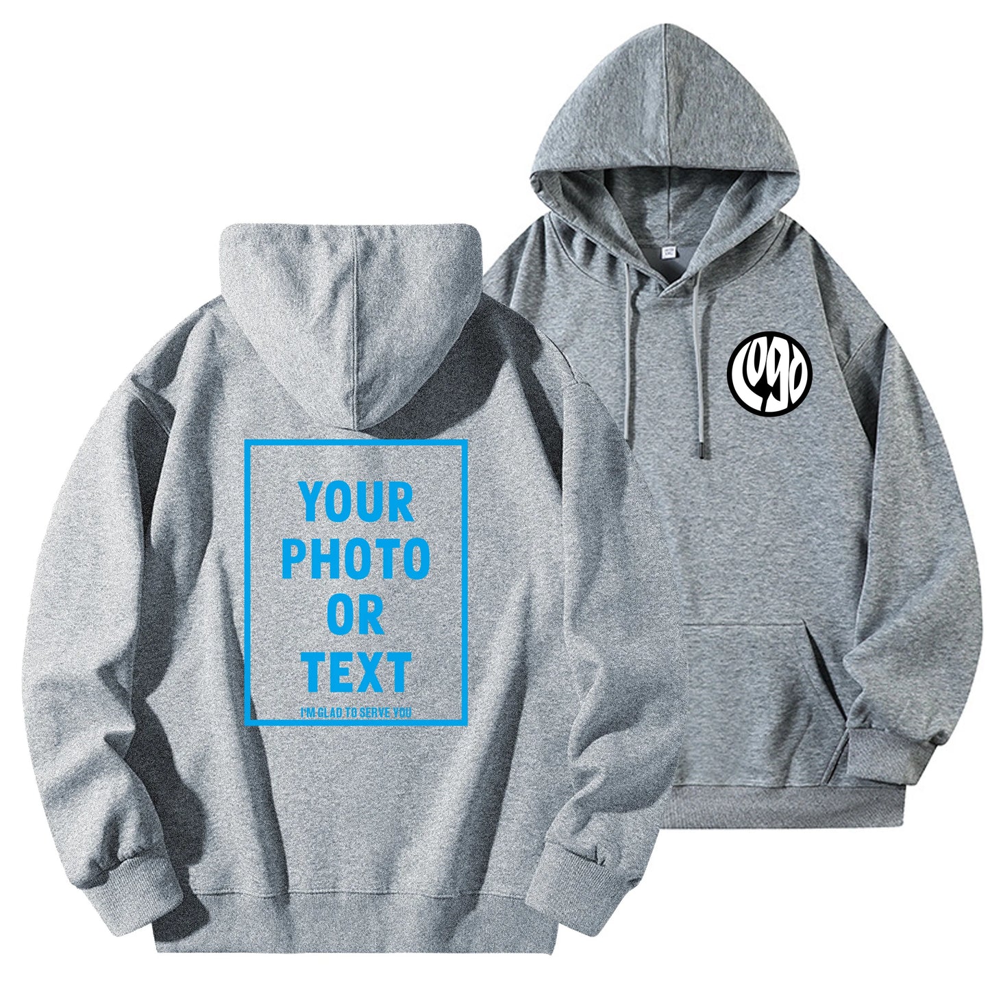 DIY Customization of Your Brand Logo 320GSM Heavyweight New Autumn and Winter Casual Pure Cotton Quality Men's Top Solid Color H