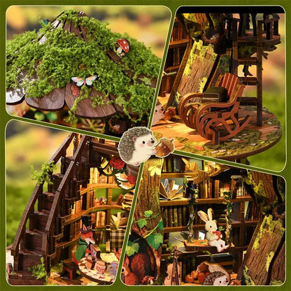 3D Wooden Puzzle Dollhouse DIY Miniature House Kit Assemble Fantasy Book Nook Bookend Handmade Furniture Home Decoration Gifts