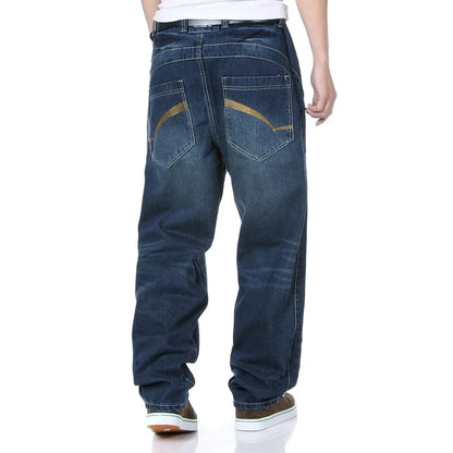 Schinteon Men Demin Pants Baggy Loose Casual Hip Hop Skateboard Streetwear Big Size 46 48 Straight Embroidery Trousers
