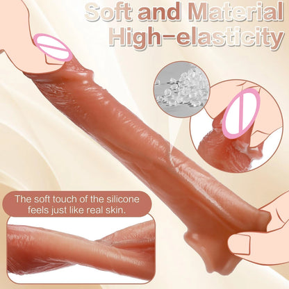 Realistic Super Huge Penis Sleeve Big Growth Penis Delayed Ejection Extend Penis Reusable Enlarger Silicone Condom Male Sex Toy