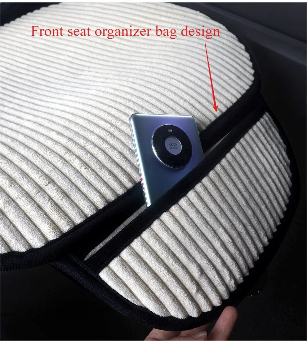 Lucky Kitten car seat covers, Corduroy Seat Cushion with Storage Bag Suitable for More Than 95% Car Models Trucks, Sedans SUVs