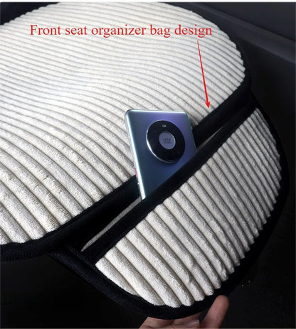 Lucky Kitten car seat covers, Corduroy Seat Cushion with Storage Bag Suitable for More Than 95% Car Models Trucks, Sedans SUVs