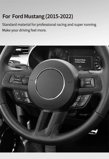 Made of Alcantara For Mustang Steering Wheel Panel Decorative Strips Trim Frame Sticker Car Premium Interior Tuning Accessories