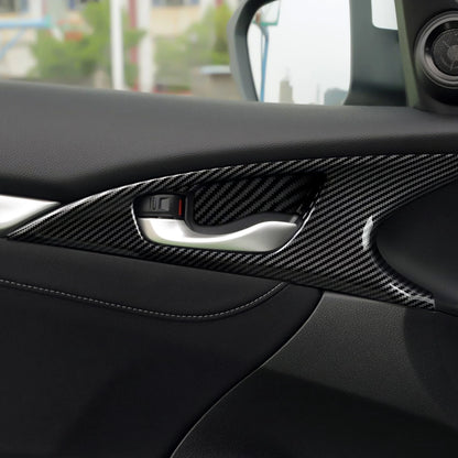 For Honda Civic 10th Gen (2016 -2021) Interior Accessories, Car Center Console Gear Shift Panel , Carbon Fiber ABS Trim Sticker