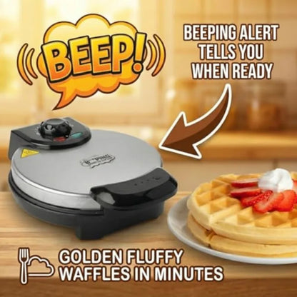 Beeping Belgian Waffle Maker 7" Mini Electric Waffle Iron with Adjustable Browning Temp Control Non-Stick Plates and Ready Aler