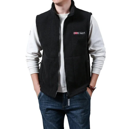 Outerwear Polar Fleece Vest Men Autumn Winter Solid Color Thicken Warm Vests Man Outdoor Casual Fashion Hiking Sportswear Male