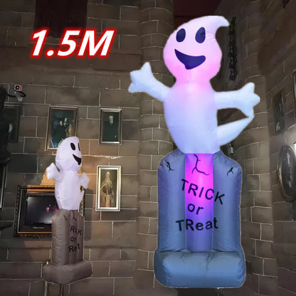 5/8FT Inflatable Halloween Decor Tombstone Ghost Pumpkin Skull Decoration Outdoor Horror House Yard Garden Props Halloween Party