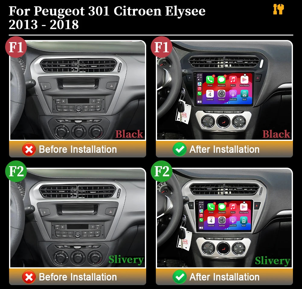 9" Car Radio For Peugeot 301 Citroen Elysee 2013-2018 Android 16 Wireless BT Carplay Multimedia Navigation Touch 2K QLED Screen