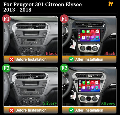 9" Car Radio For Peugeot 301 Citroen Elysee 2013-2018 Android 16 Wireless BT Carplay Multimedia Navigation Touch 2K QLED Screen