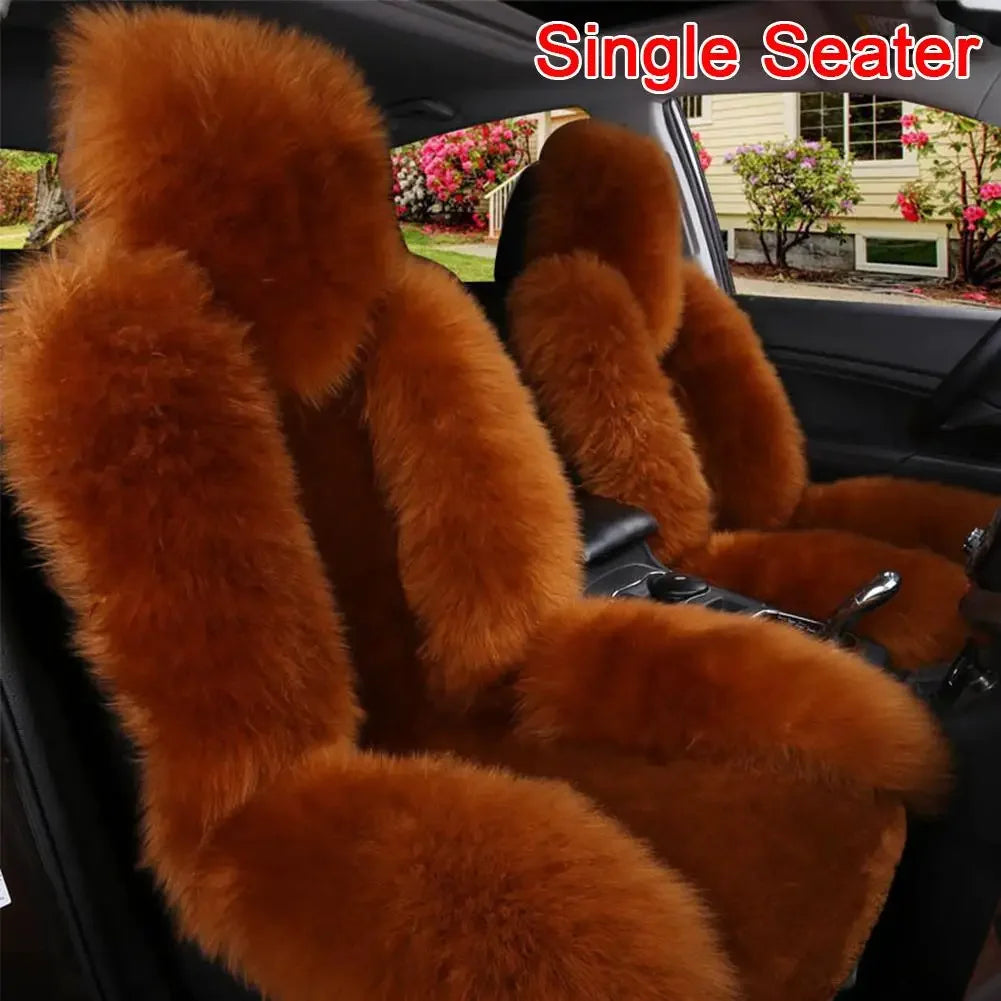 Universal Winter Car Seat Cushions Australian Sheepskin Fur Seat Auto Cover Autumn Warm Winter Interior Accessories K6X4
