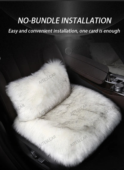 For Tesla Plush Rabbit Fur Car Seat Cushion Winter Warmth Thickened Wool One Piece Square Cushion for Main Driver or Co-pilot
