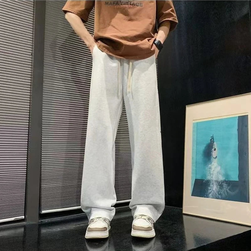 Trendy Star Pattern Jogger Pants Thick Fleece Lining Relaxed Modern Fit Autumn Winter Sports Casual Trousers for Men