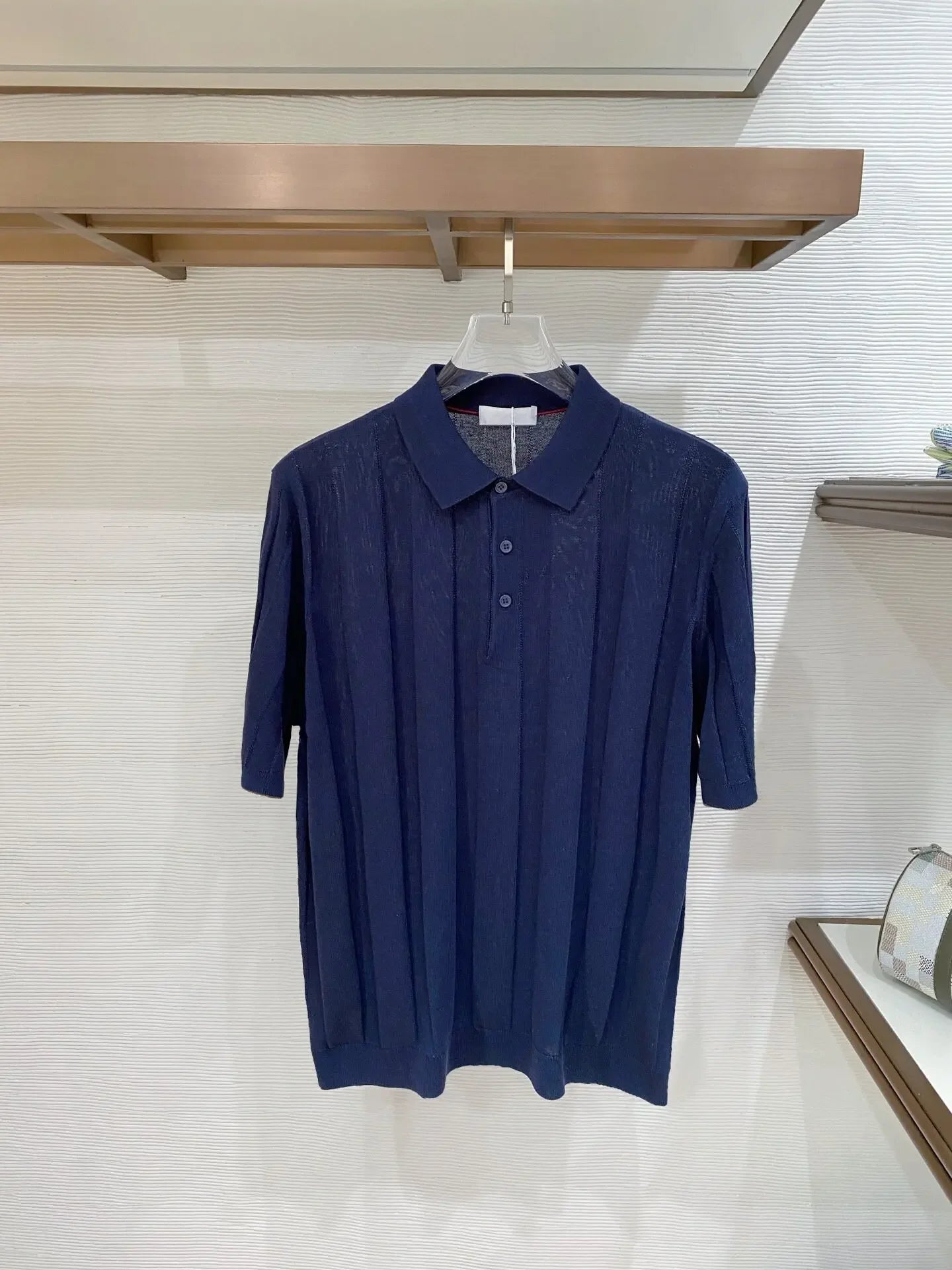BC Yarn Linen Cotton Blended Lapel Striped Knitted POLO Shirt