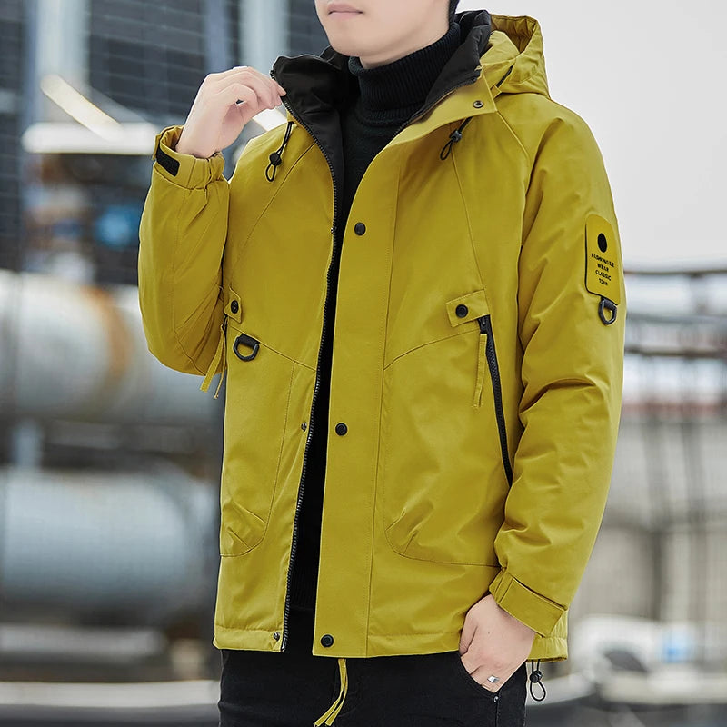 Paul 2026 Men's Thickened down Cotton Jacket Hooded Warm Workwear Ultra-Thick Outerwear Fashionable Urban Style Polyester Fiber