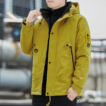 Paul 2026 Men's Thickened down Cotton Jacket Hooded Warm Workwear Ultra-Thick Outerwear Fashionable Urban Style Polyester Fiber