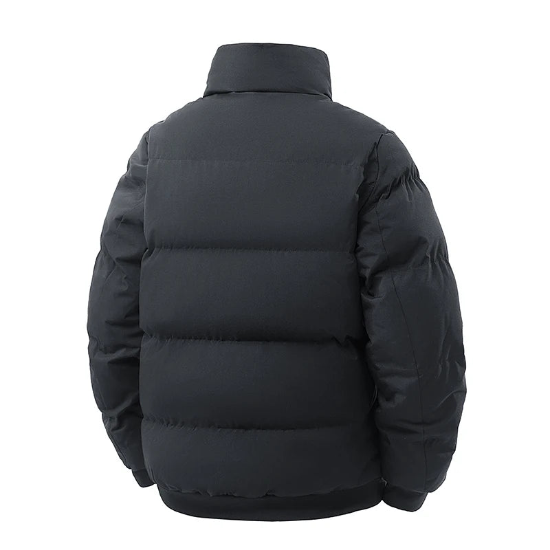 Men's 3D Quilted Puffer Jacket, Thickened Cotton Winter Coat, Stand Collar Warm Outerwear Cold Weather / Daily Wear
