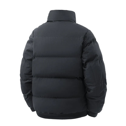 Men's 3D Quilted Puffer Jacket, Thickened Cotton Winter Coat, Stand Collar Warm Outerwear Cold Weather / Daily Wear