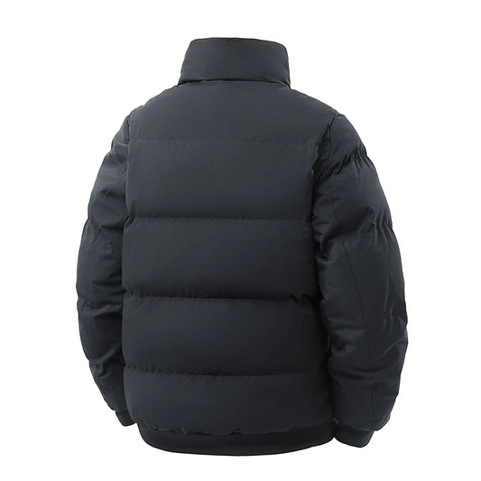 Men's 3D Quilted Puffer Jacket, Thickened Cotton Winter Coat, Stand Collar Warm Outerwear Cold Weather / Daily Wear