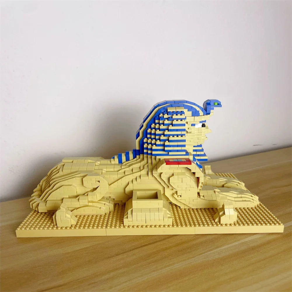 Sphinx Model Building Micro Mini Bricks Blocks Set - DIY Egypt Statue Puzzle with Interlocking Bricks for Creative Display