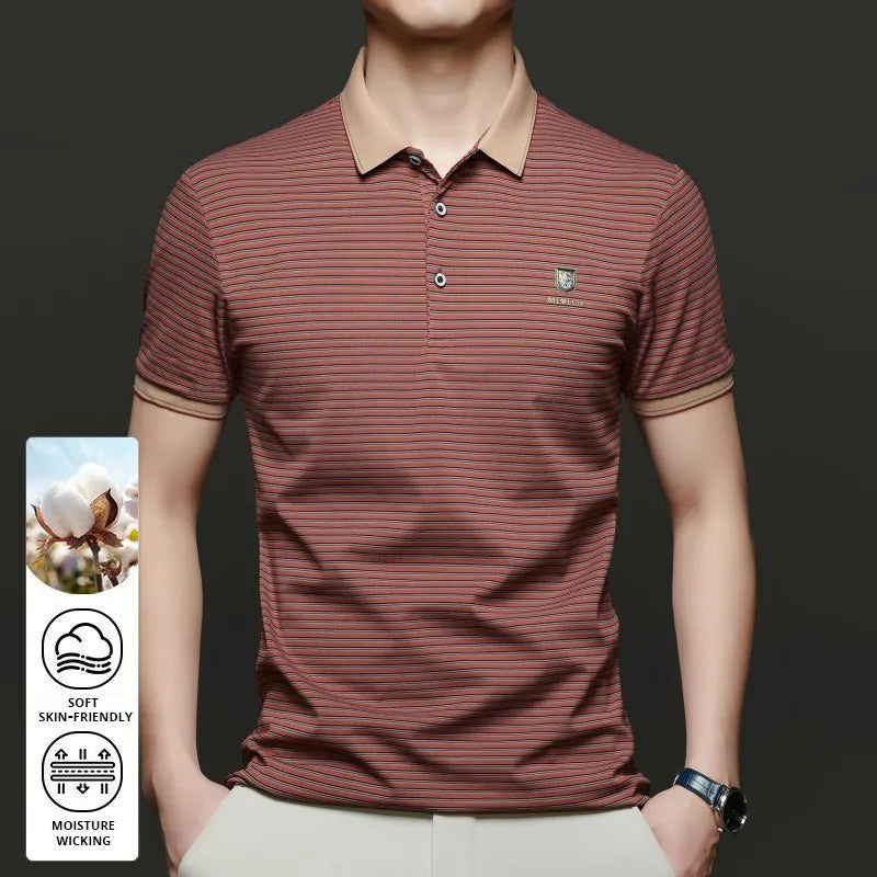 Top Grade Summer Brand Designer Polo Shirts For Men Summer Stripped Slim Fit Short Sleeve Casual Tops Fashions Men Clothes 2025