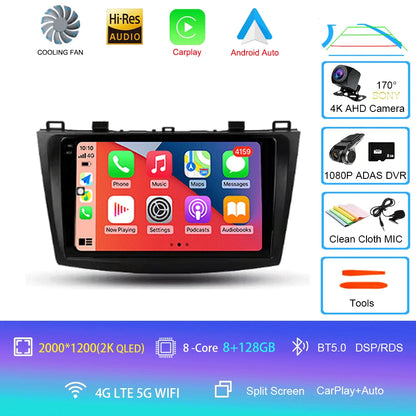 For Mazda 3 II For Mazda3 BL 2009 - 2013 Android16 Carplay Auto 4G+WIFI GPS Car Radio Navigation Multimedia Video Player Stereo
