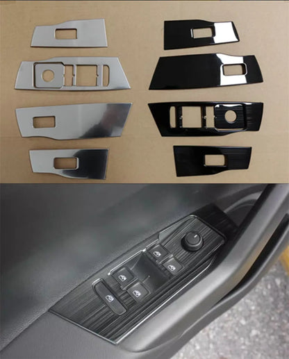 Stainless Steel Car Inner Door Window Switch Lift Panel Adjust Stickers Cover Trim For VW Volkswagen Polo 2019-2025 Accessories