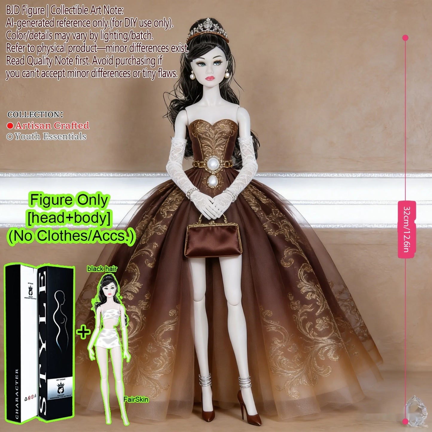 BJD MJD 1/6 Realistic Supermodel Doll 12.6 Inch Ball Jointed Articulated Posable Collectible NoClothes