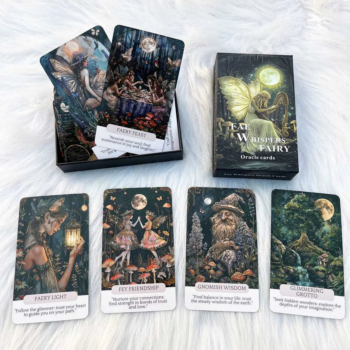 Fae Whispers Fairy Oracle Cards Set, 54 Tarot Cards Enhance Your Mystical Journey Games