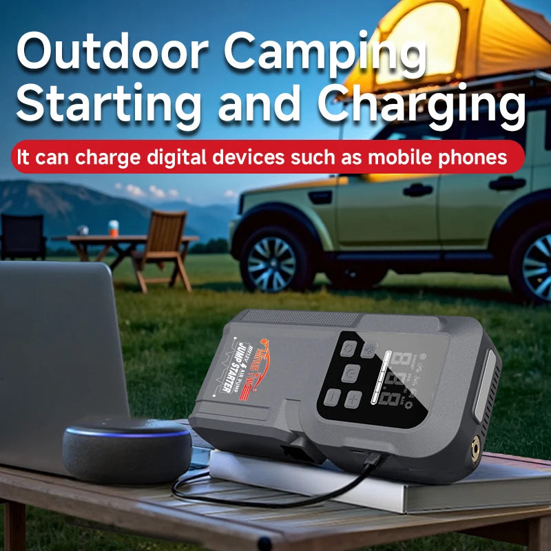 Portable 2000A Car Jump Starter 150PSI Air Compressor 80.6Wh Power Bank Air Pump Tire Inflator Car Ignition Starter Booster